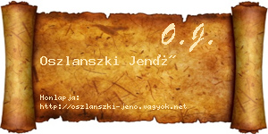Oszlanszki Jenő névjegykártya